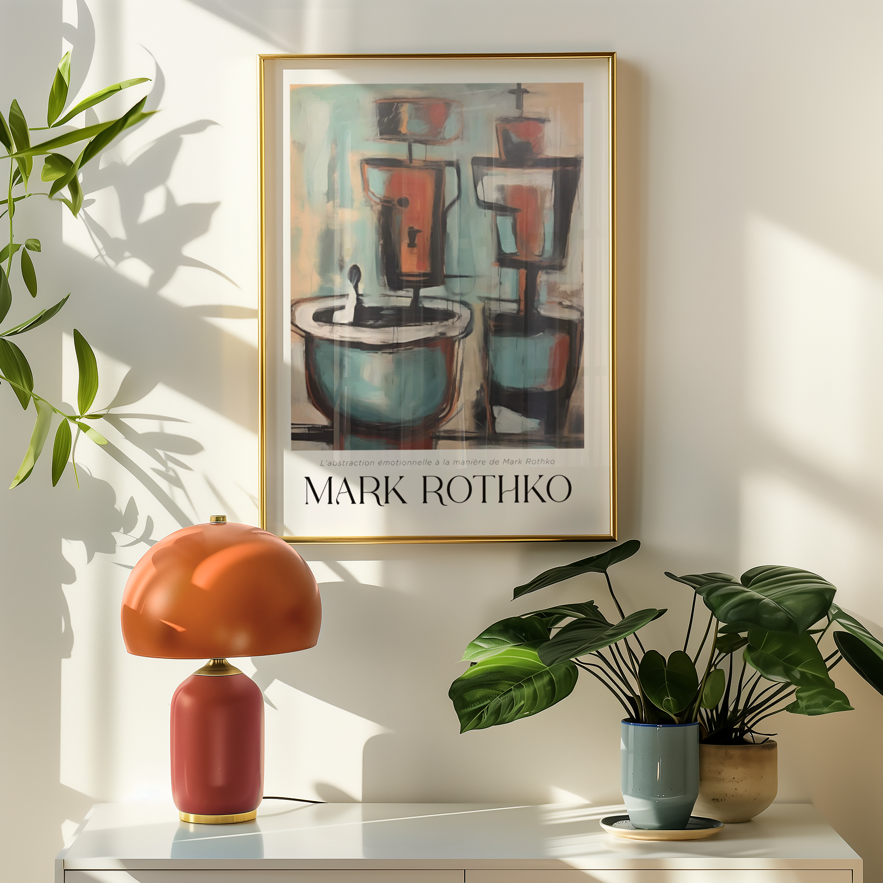 Mockup av Ritual Balance Mark Rothko affisch på vägg – köp enkelt hos Bozetto i hög kvalitet