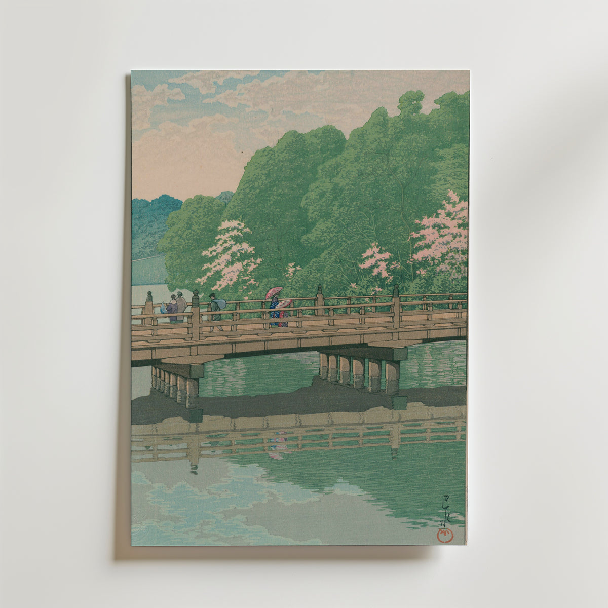 Hasui Kawase Benkei Bridge at Akasaka 1931 Poster – utan passepartout