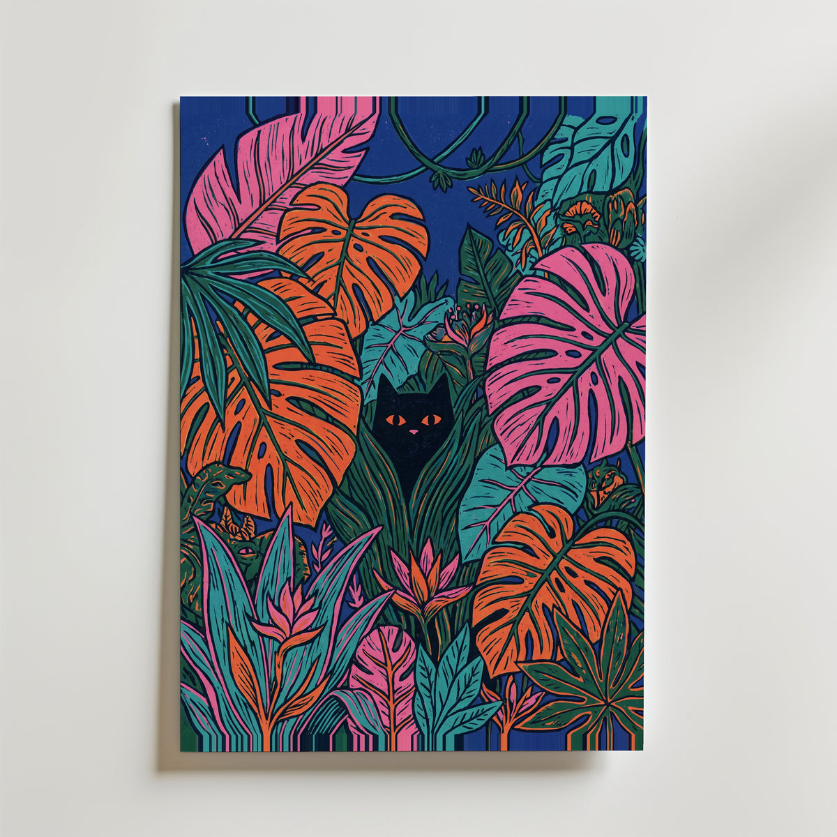 Hidden Cat Jungle Poster – canvas utan passepartout