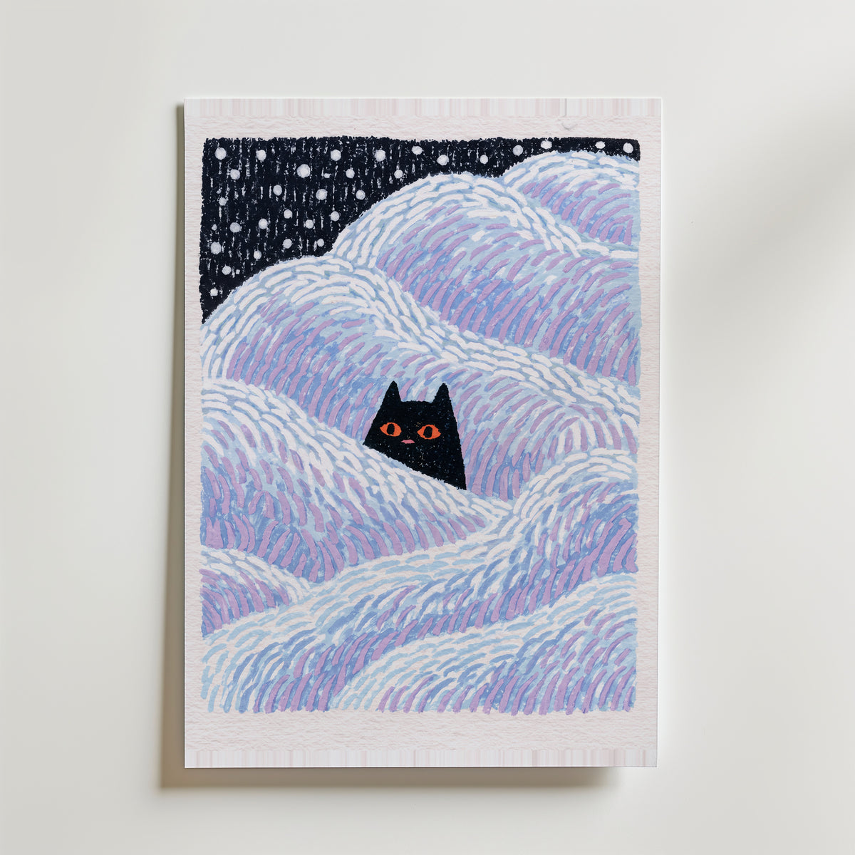 Hidden Cat Snowdrift Poster – canvas utan passepartout
