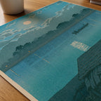 Hasui Kawase Moon over Arakawa River at Akabane 1929 Poster – närbild på papper