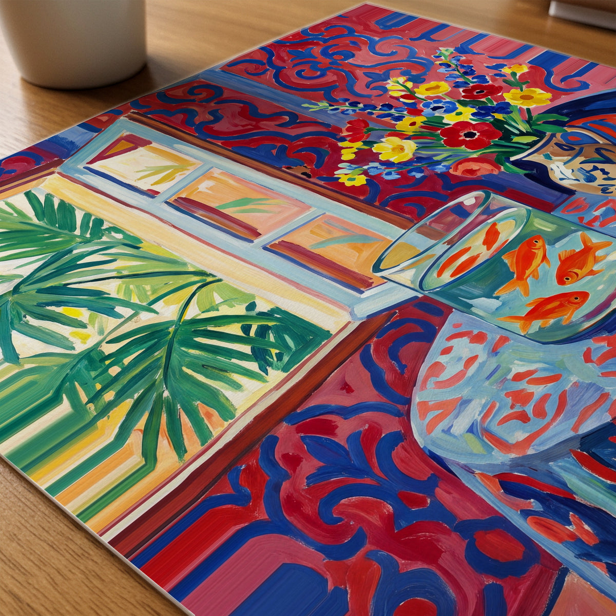 Henri Matisse Interior with Goldfish Poster – närbild på papper