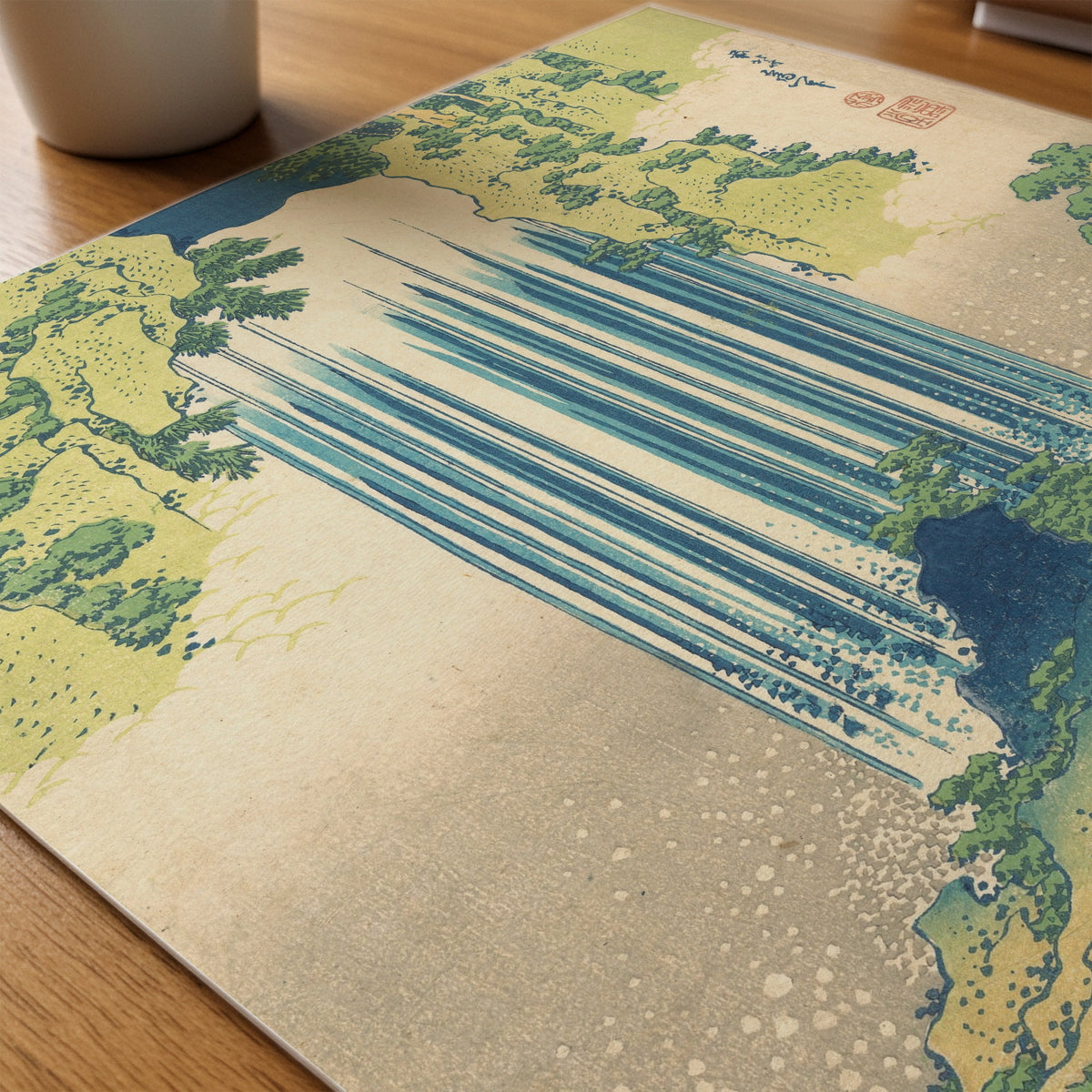 Katsushika Hokusai Yoro Waterfall in Mino Province 1832 Poster – närbild på papper