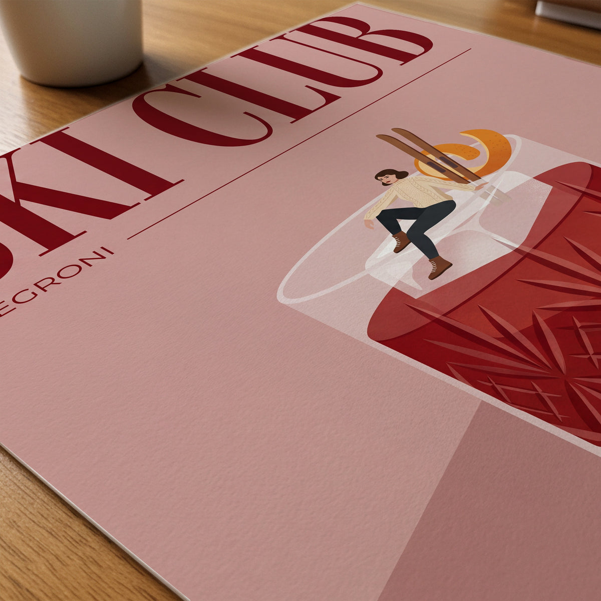 Ski Club Negroni Poster – närbild på papper