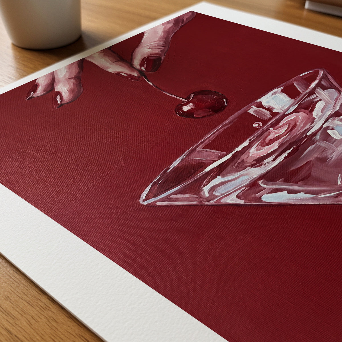 Velvet Cherry Drop Poster – närbild på papper
