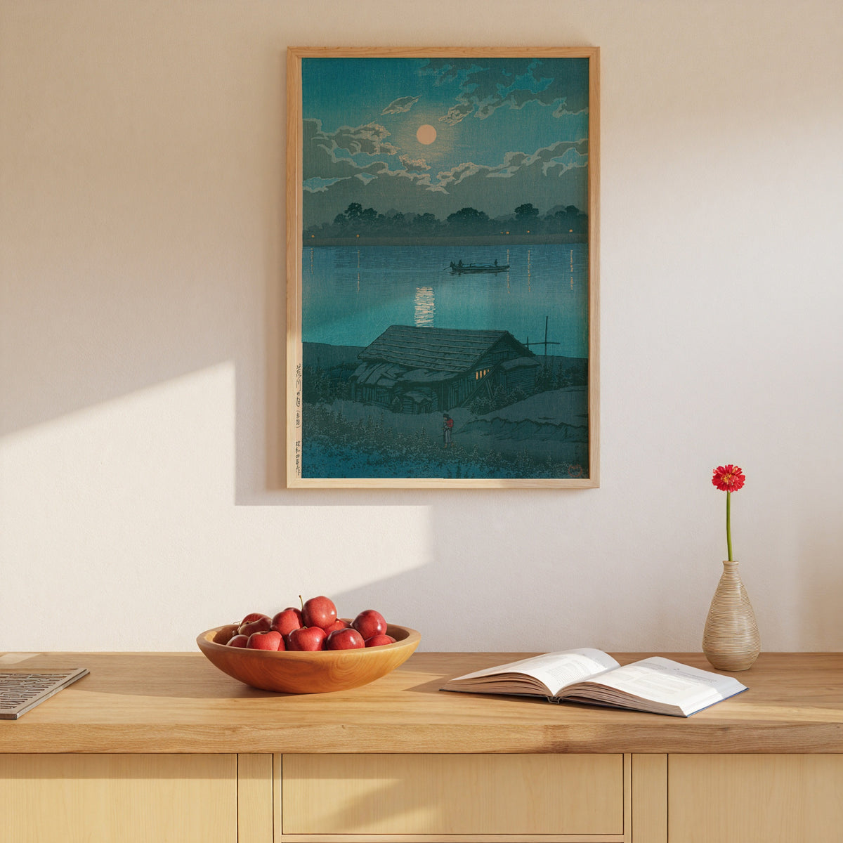 Hasui Kawase Moon over Arakawa River at Akabane 1929 Poster – i rum 2