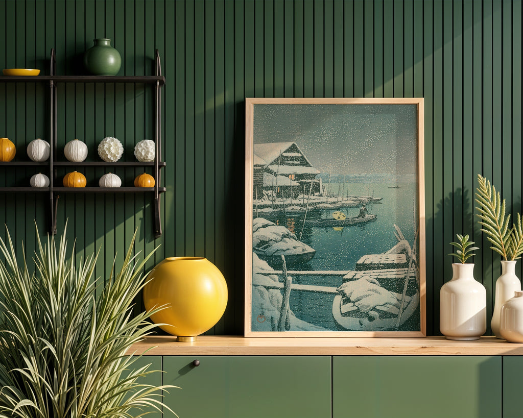 Hasui Kawase Snow at Mukojima 1931 Poster – i rum 2