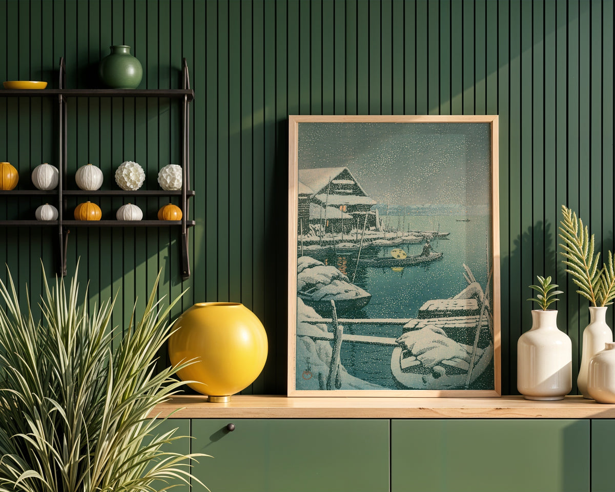 Hasui Kawase Snow at Mukojima 1931 Poster – i rum 2