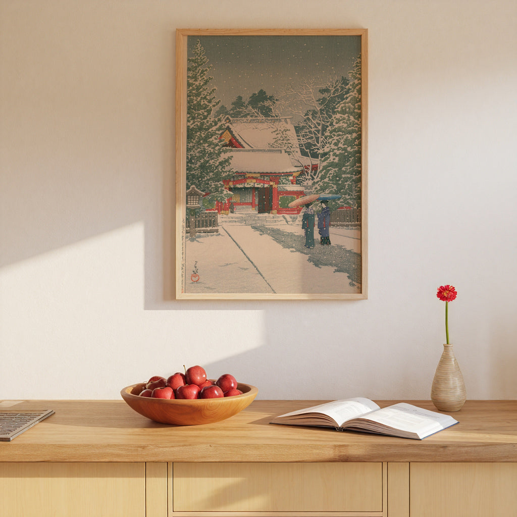 Hasui Kawase Snow at Hie Shrine 1931 Poster – i rum 3
