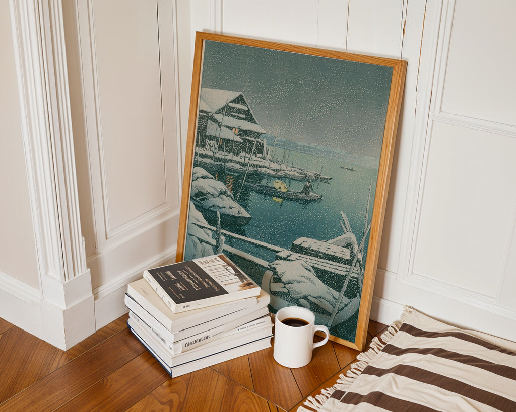 Hasui Kawase Snow at Mukojima 1931 Poster – i rum 4