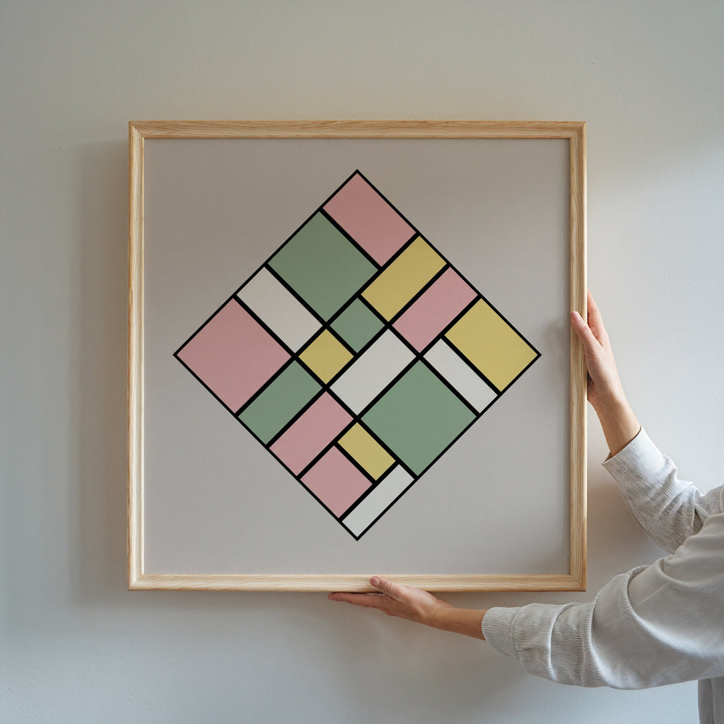 Piet Mondrian Pastel Lozenge Poster – i rum 3