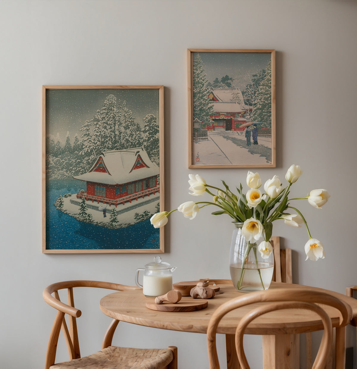 Hasui Kawase Inokashira in Snow 1928 Poster – två posters i rum 1