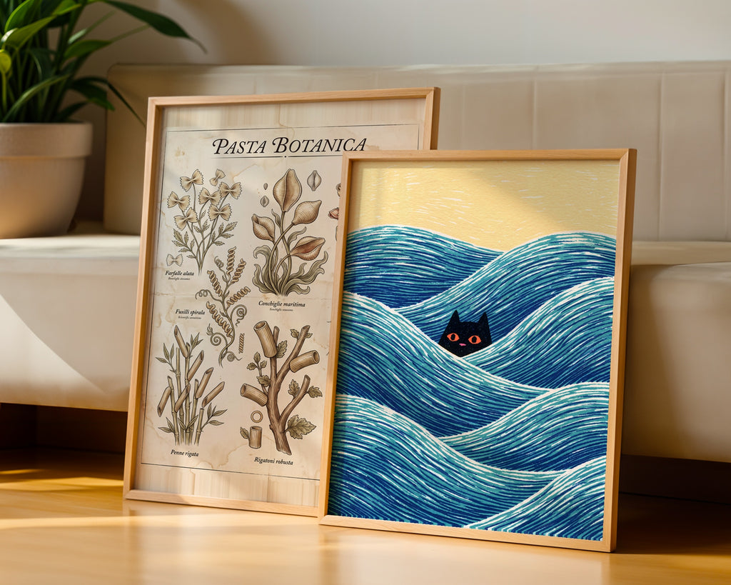 Hidden Cat Waves Poster – två posters i rum 1