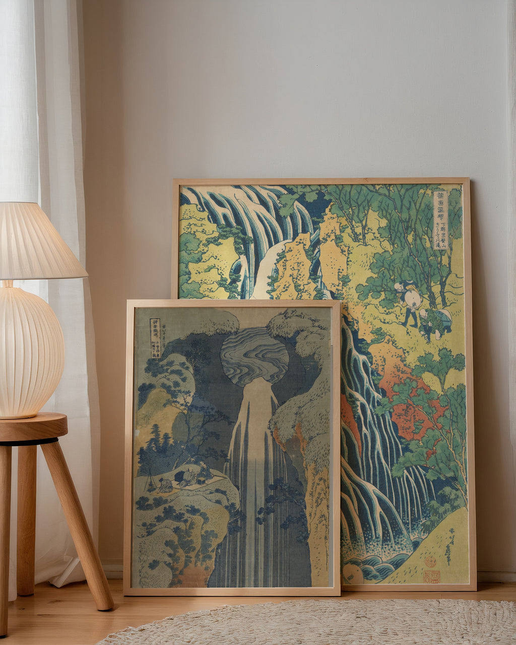 Katsushika Hokusai Amida Falls 1834 Poster – två posters i rum 1