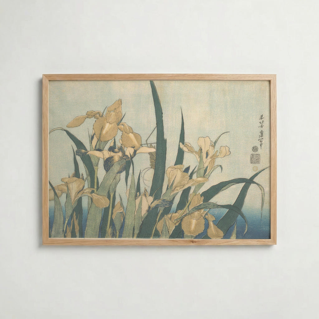 Katsushika Hokusai Irises and Grasshopper 1833 Poster – ekram