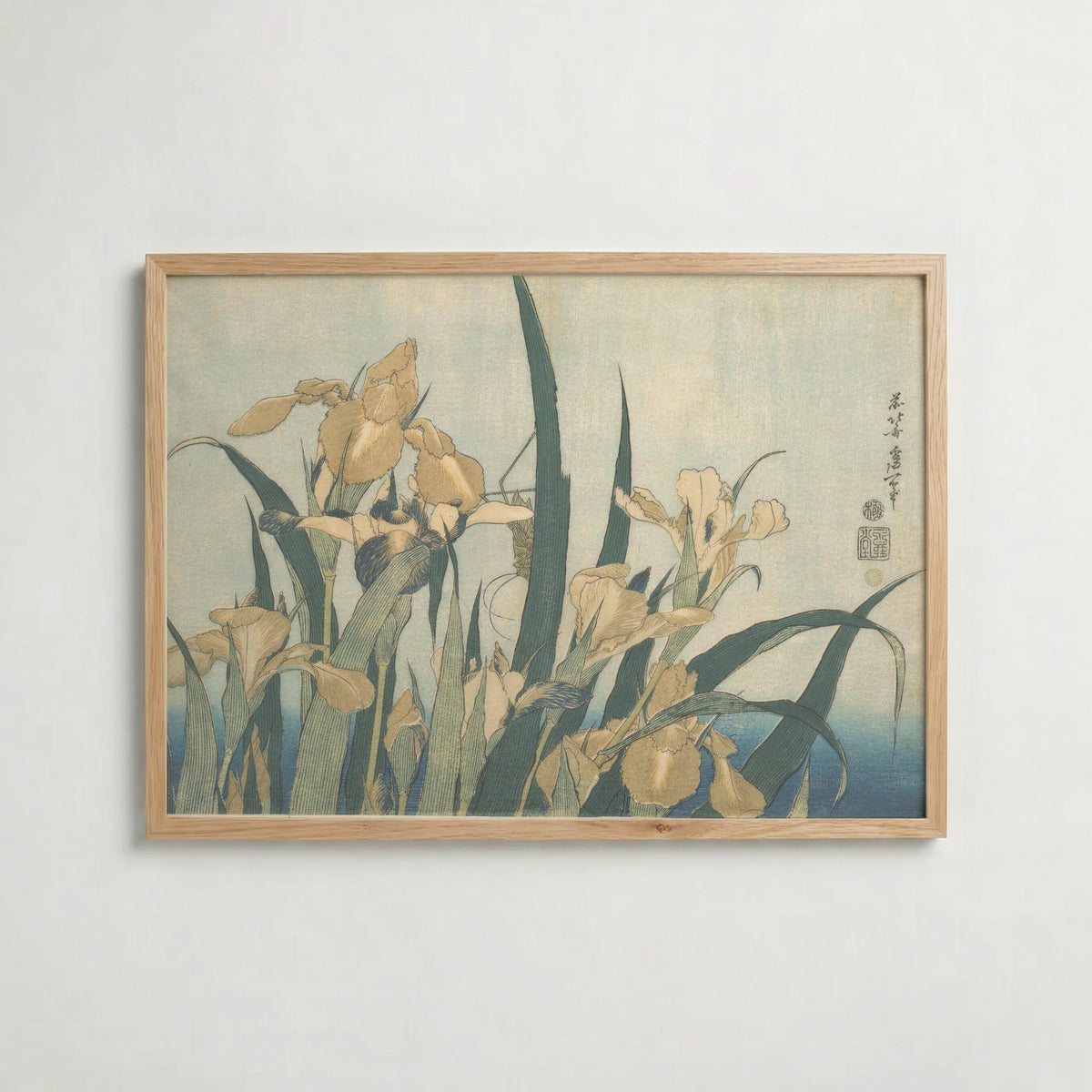 Katsushika Hokusai Irises and Grasshopper 1833 Poster – ekram