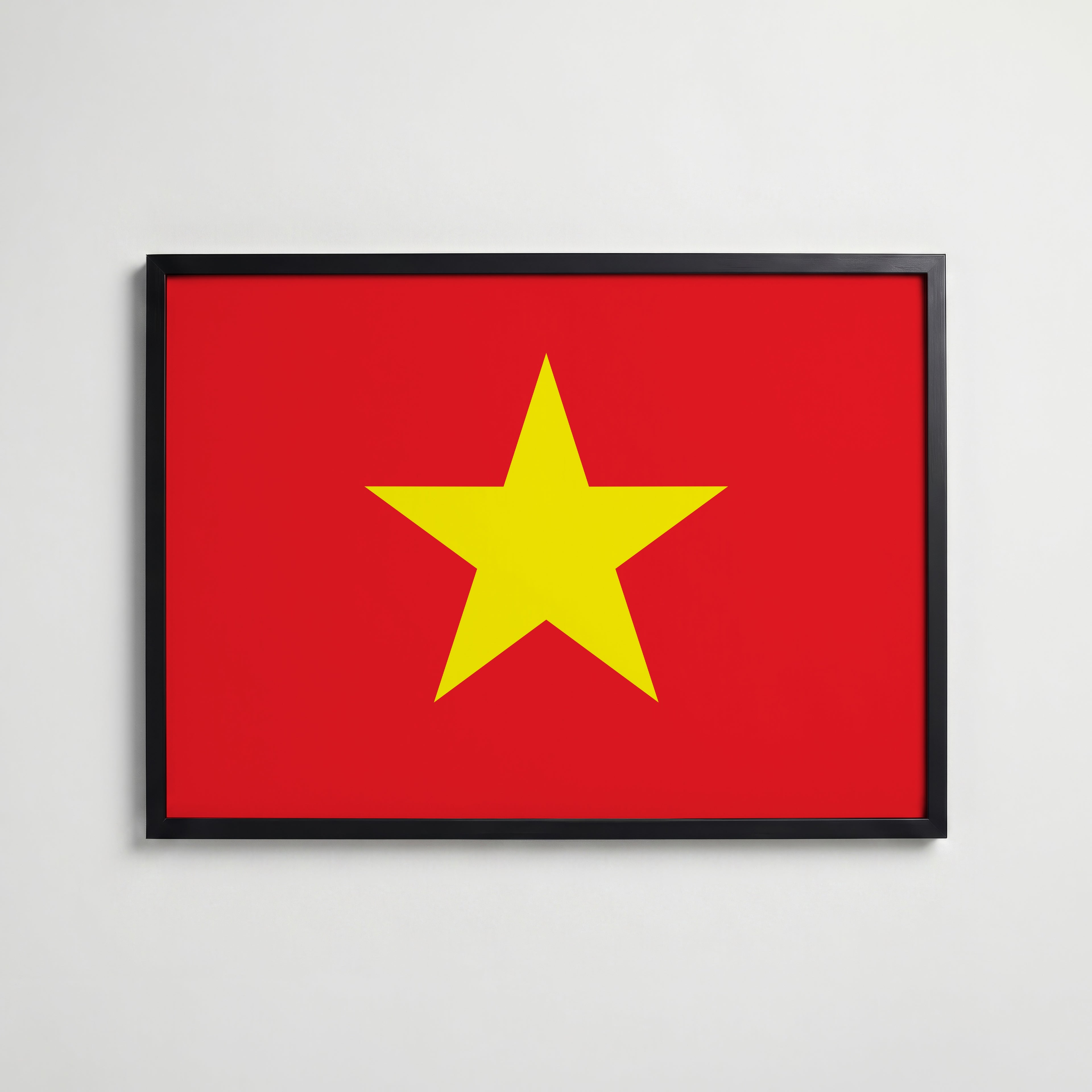 Vietnam National Flag Poster i svart ram – stilren konsttryck som väggdekor från Bozetto
