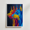 Pop Art Doberman – stilfullt konsttryck från Bozetto, tryckt på matt finpapper i hög tryckkvalitet