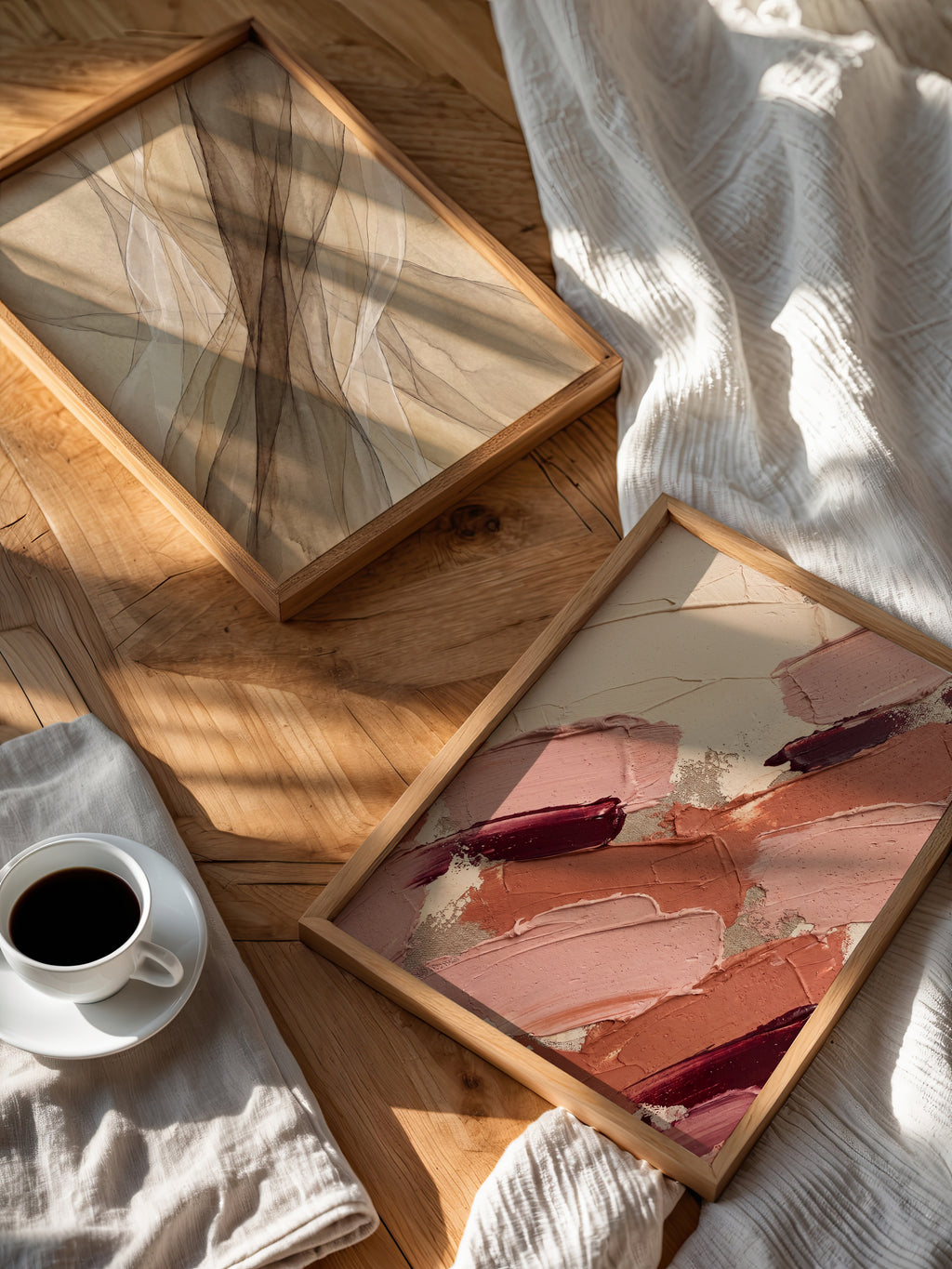 Blush Strokes Poster – två posters i rum 2
