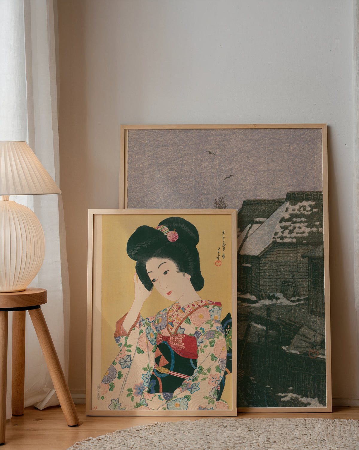 Hasui Kawase Departing Spring 1925 Poster – två posters i rum 2