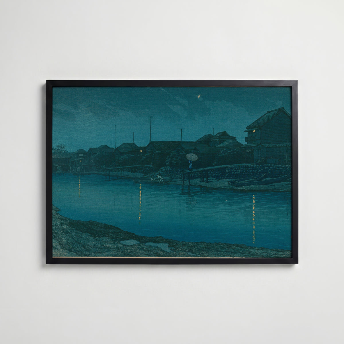 Hasui Kawase Omori Coast 1930 Poster – svart ram