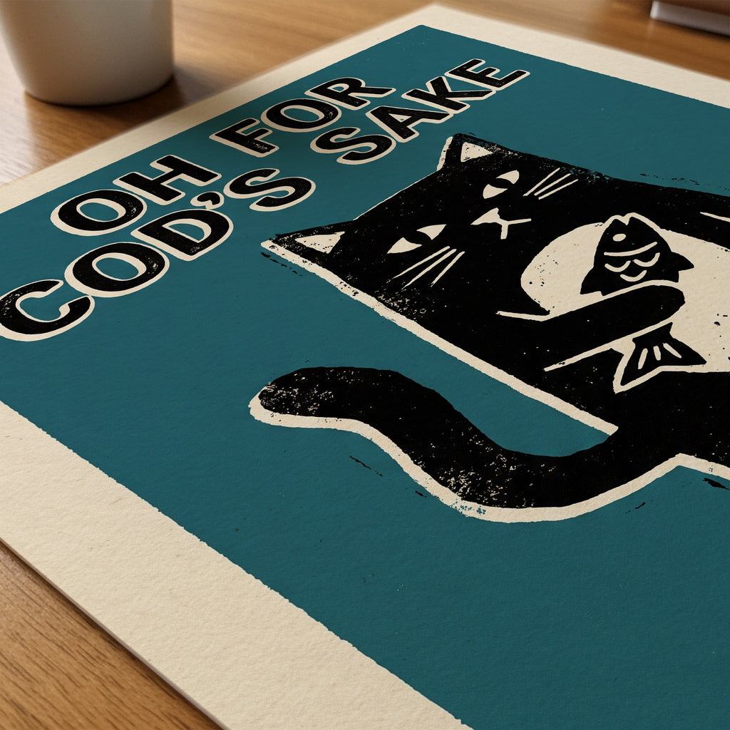 Oh For Cod's Sake Poster – närbild på papper