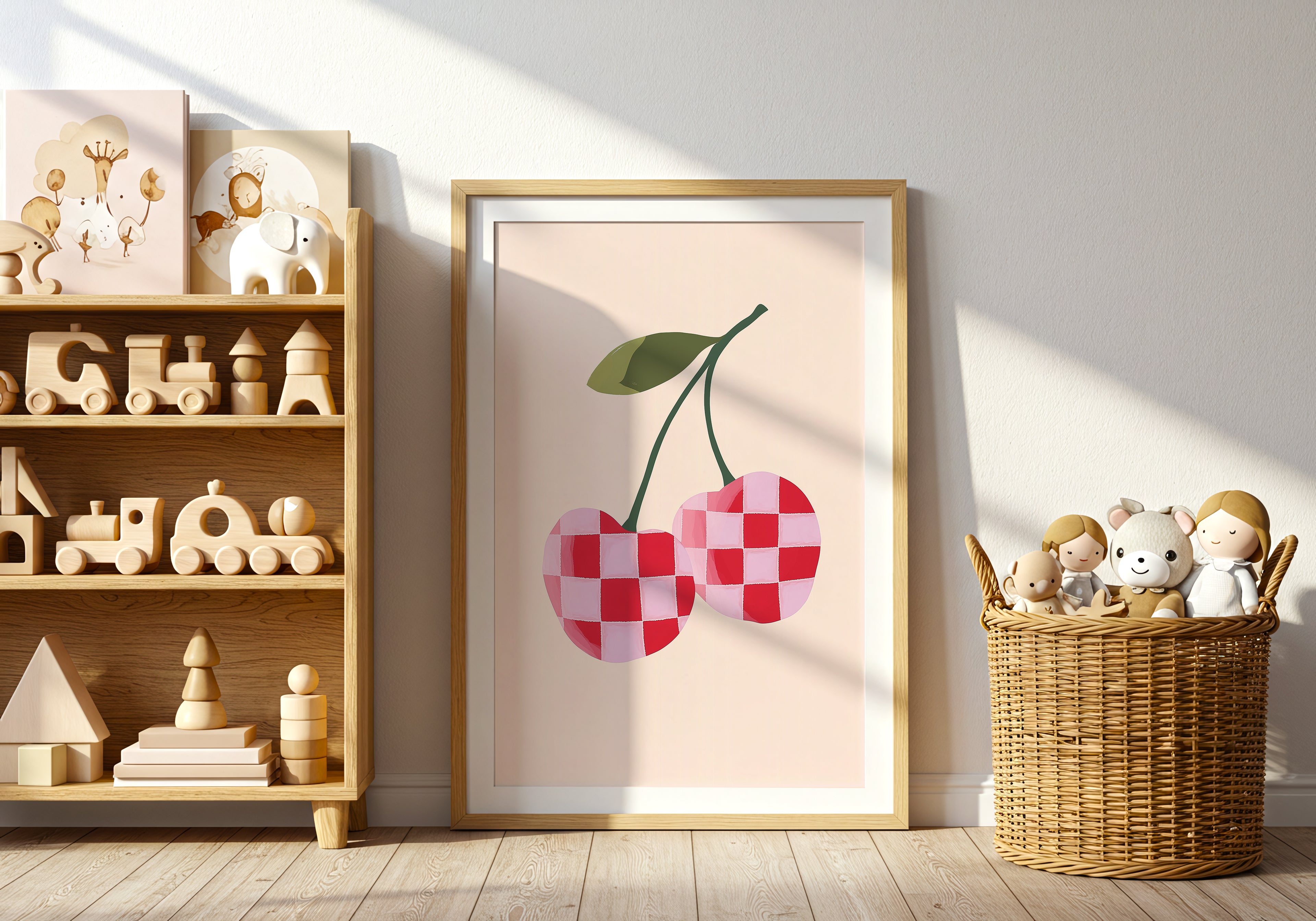 Checkered Cherry poster visad rakt fram – Bozetto affisch i hög tryckkvalitet i hög tryckkvalitet
