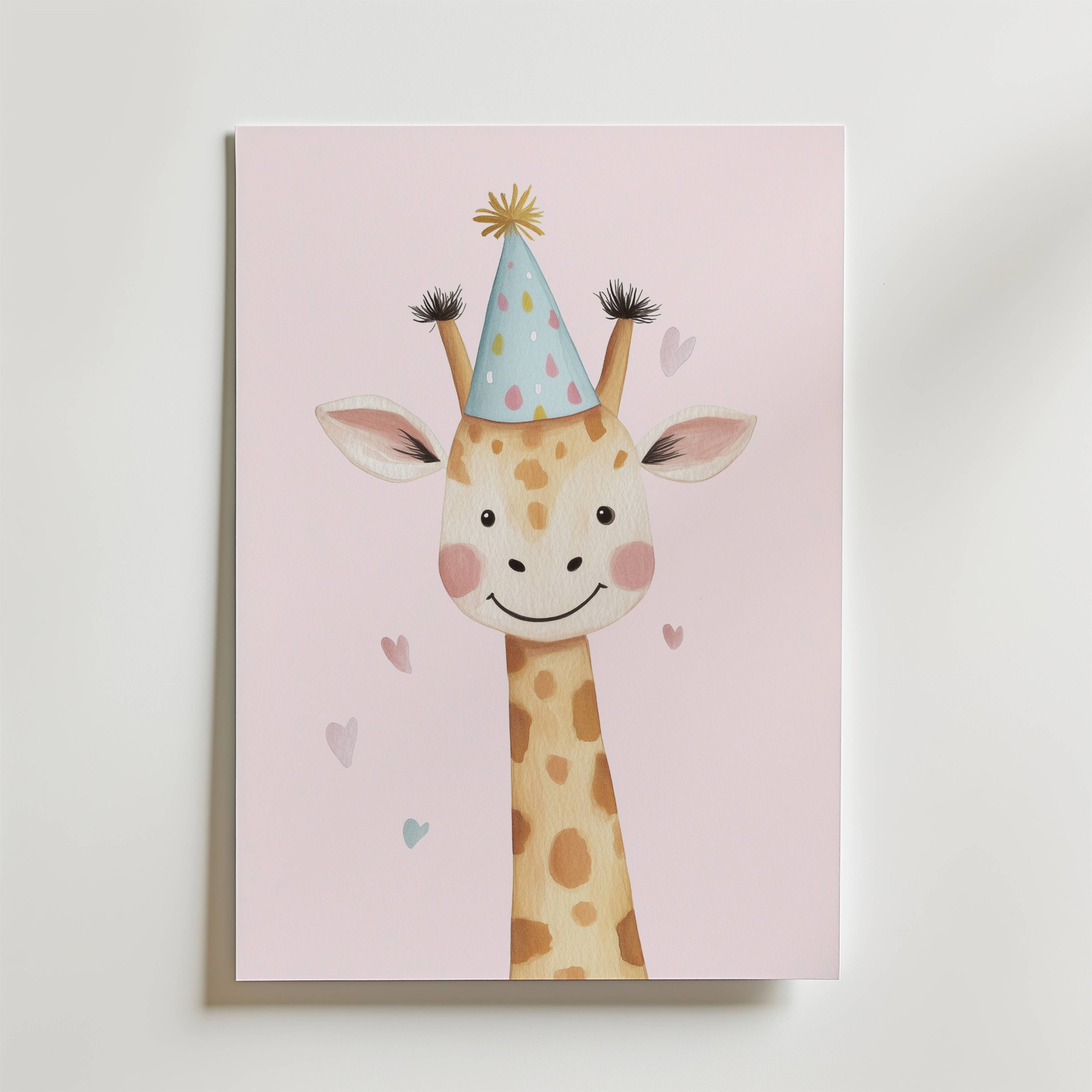 Party Giraffe – stilfullt konsttryck från Bozetto, tryckt på matt finpapper i hög tryckkvalitet