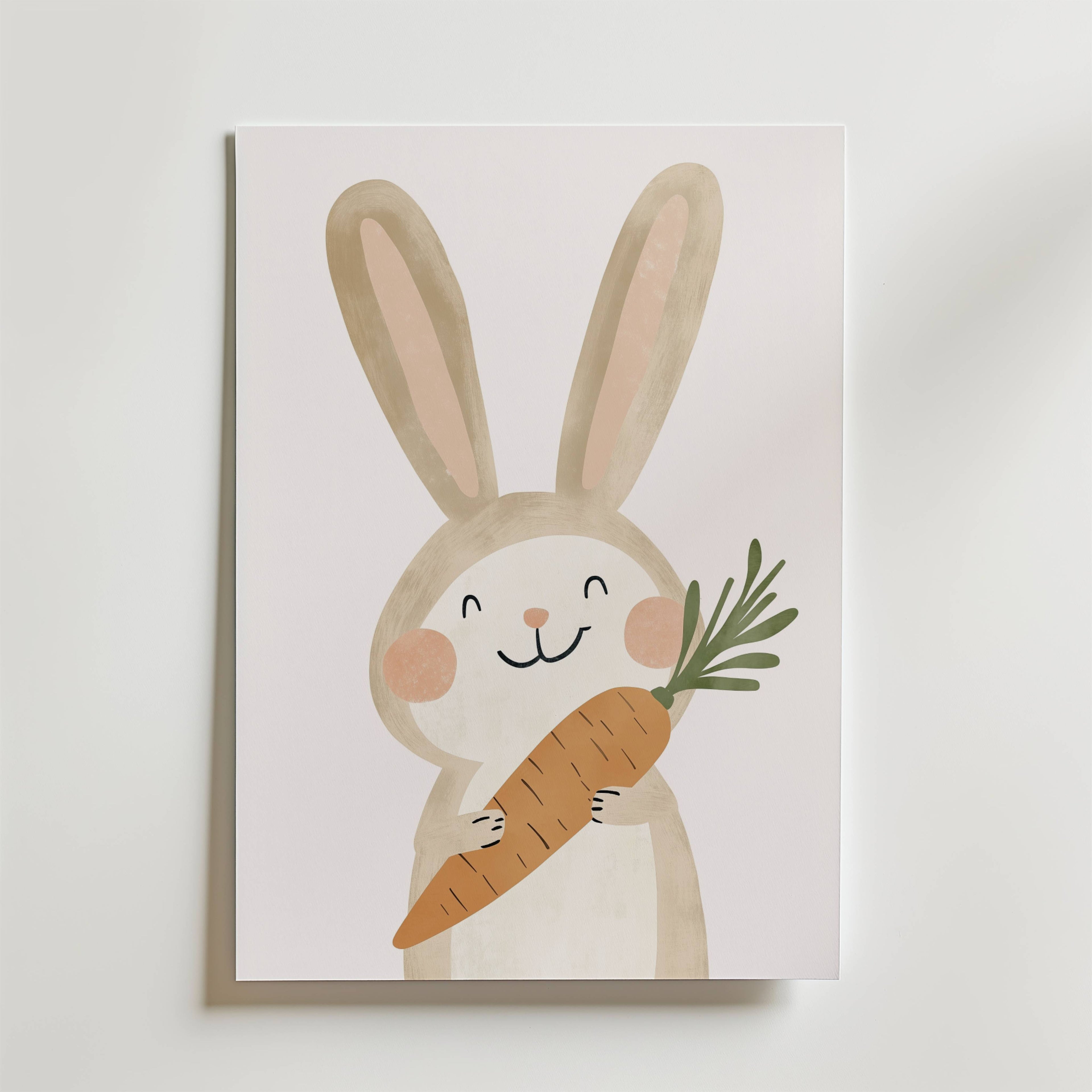 Happy Bunny No.3 – stilfullt konsttryck från Bozetto, tryckt på matt finpapper i hög tryckkvalitet