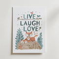 Live Laugh Love – stilfullt konsttryck från Bozetto, tryckt på matt finpapper i hög tryckkvalitet