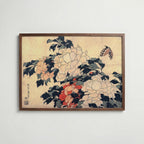 Katsushika Hokusai Peonies and Butterfly 1833 Poster – valnötsram