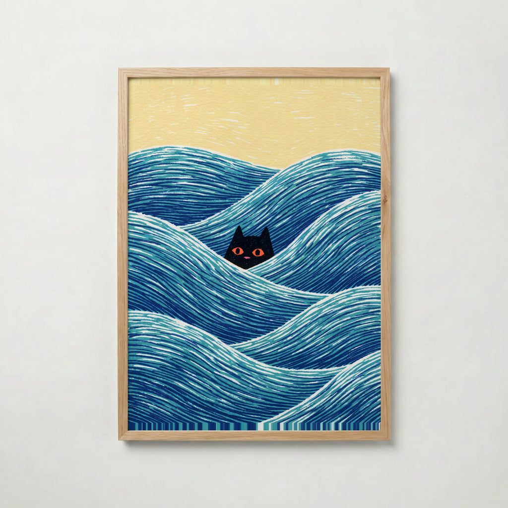 Hidden Cat Waves Poster – ekram