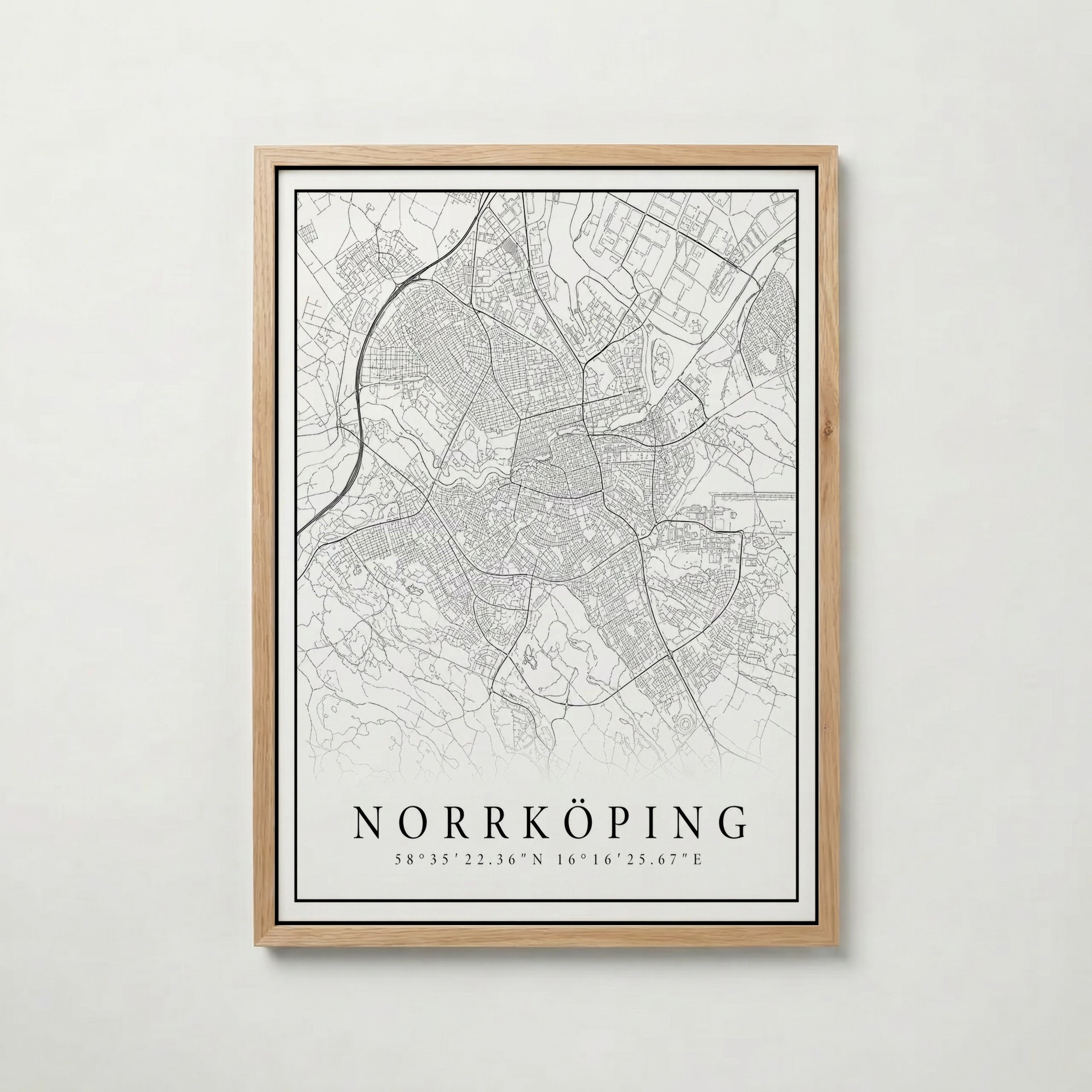 Norrköping Karta poster i olika storlekar – köp enkelt hos Bozetto i hög kvalitet