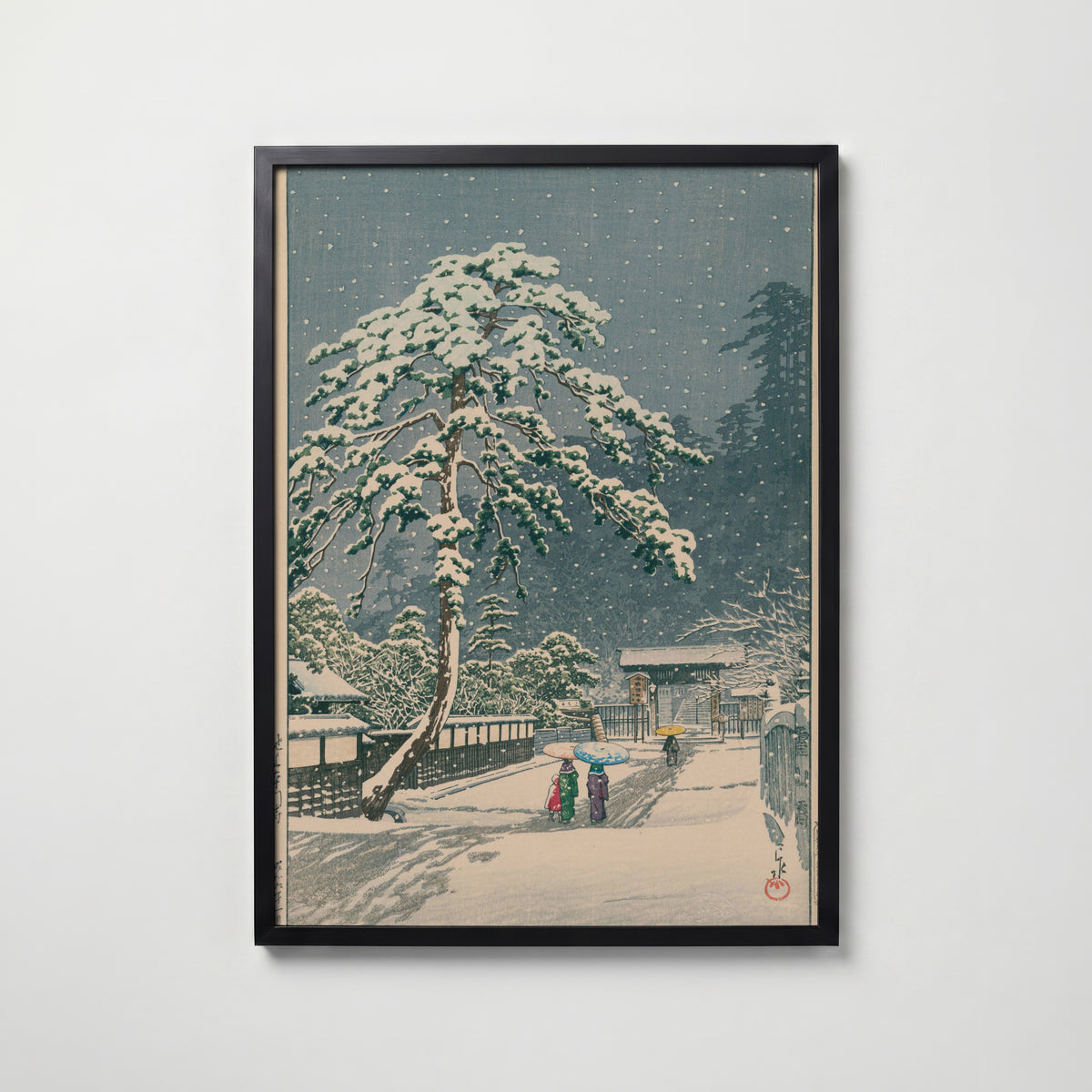 Hasui Kawase Honmon-ji Temple in Ikegami 1931 Poster – svart ram
