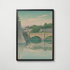 Hasui Kawase Morning at Nijubashi Bridge 1930 Poster – svart ram