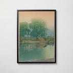 Hasui Kawase Morning at Tsuchiura 1931 Poster – svart ram