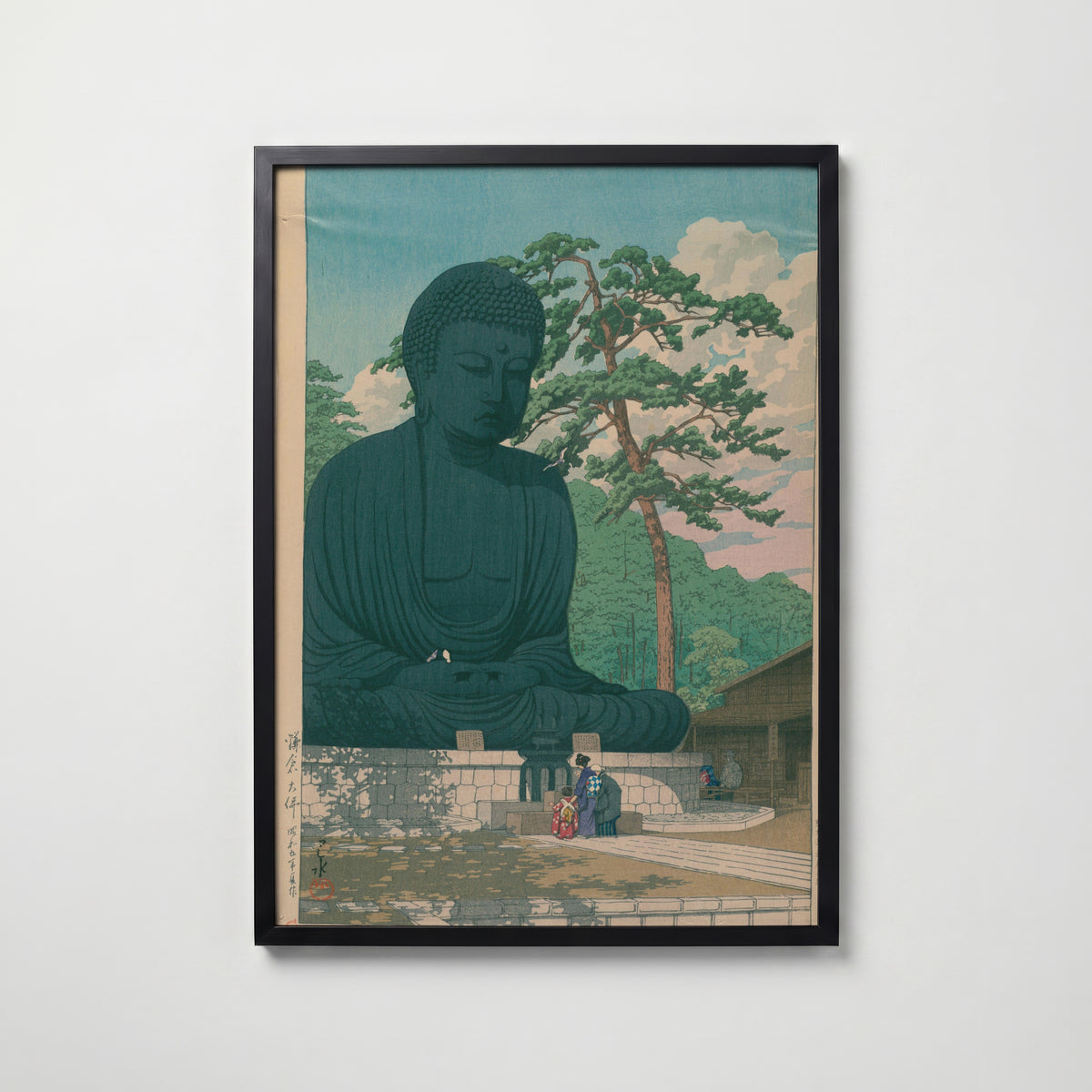 Hasui Kawase The Great Buddha Kamakura 1930 Poster – svart ram