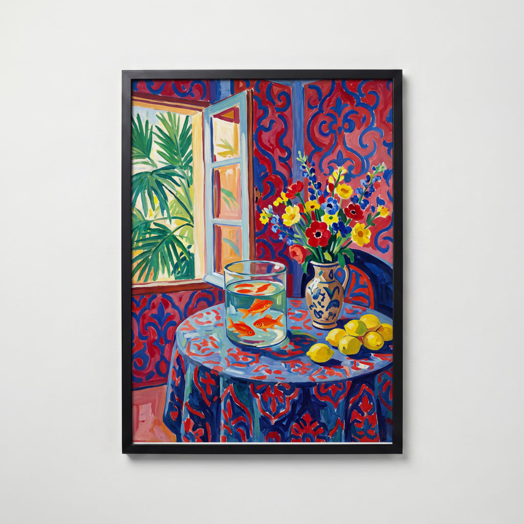 Henri Matisse Interior with Goldfish Poster – svart ram