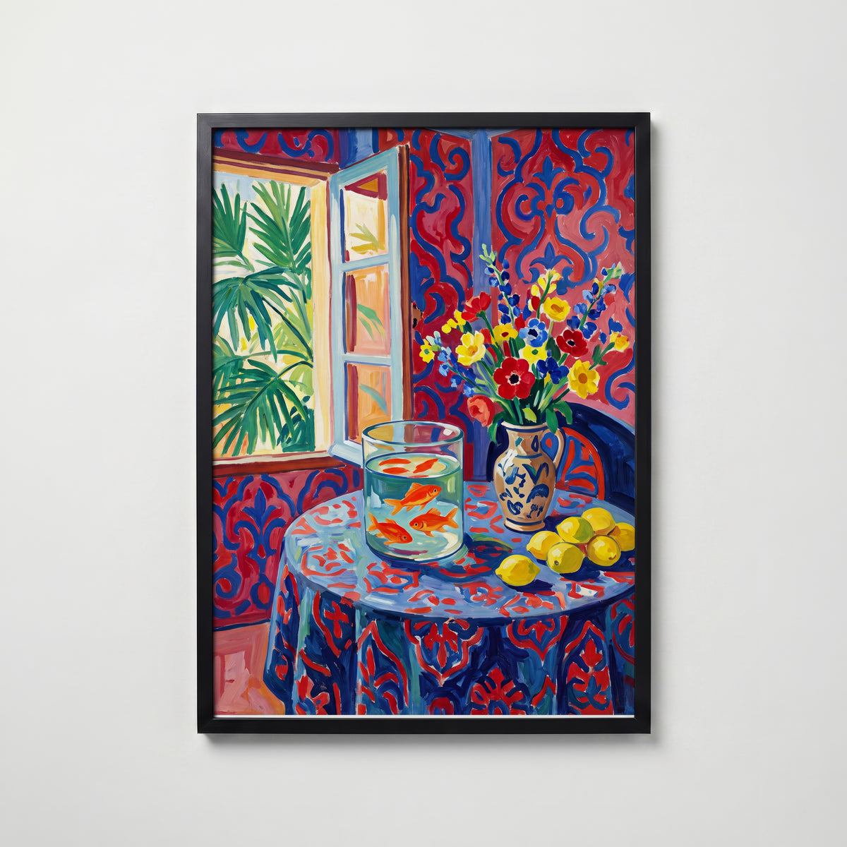 Henri Matisse Interior with Goldfish Poster – svart ram