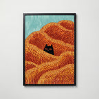 Hidden Cat Dunes Poster – svart ram