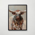 Longhorn Portrait Poster – svart ram