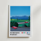 Mockup av Hiroshi Nagai Alpine Drive affisch på vägg – köp enkelt hos Bozetto i hög kvalitet
