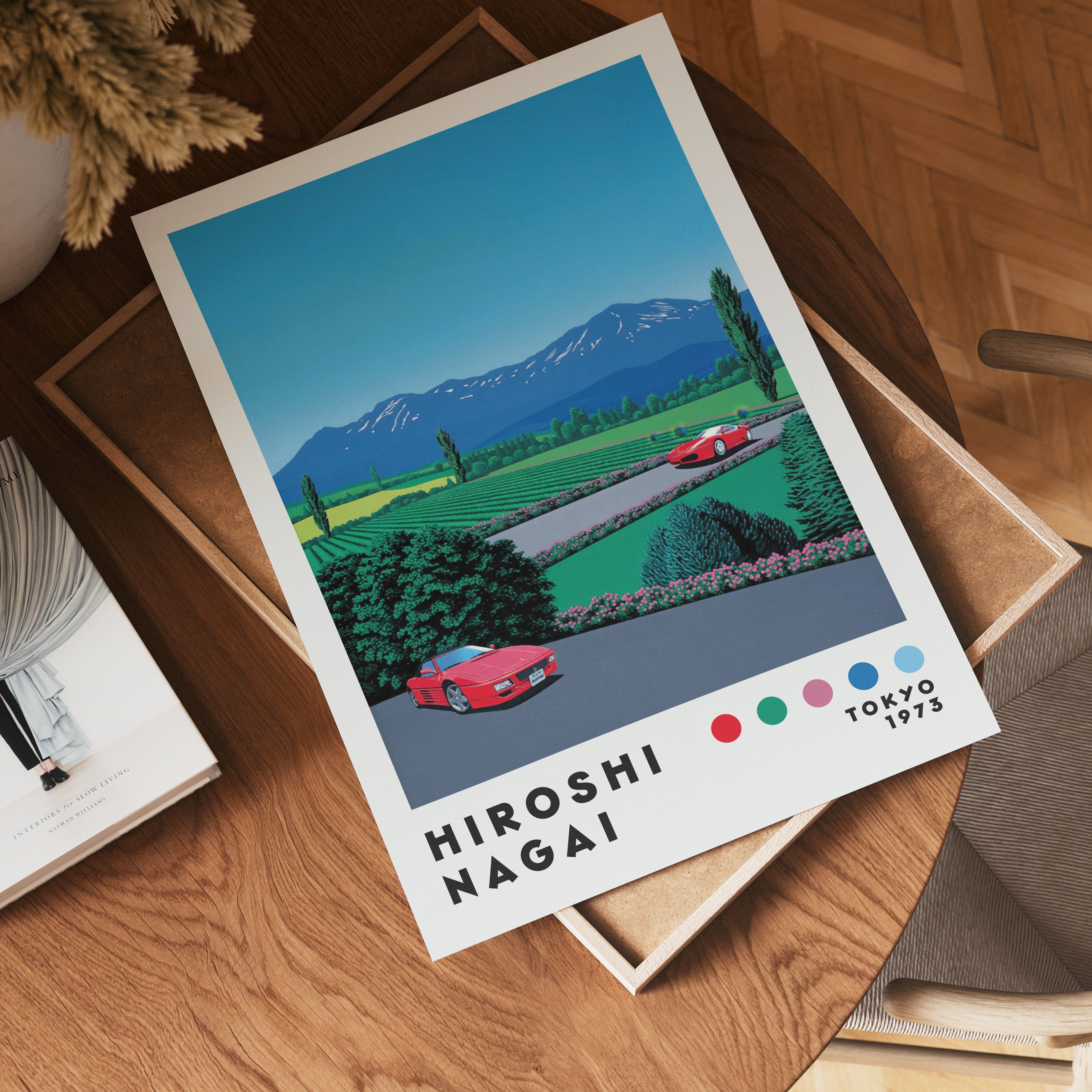 Väggmockup med Hiroshi Nagai Alpine Drive – köp enkelt hos Bozetto affisch i hög kvalitet