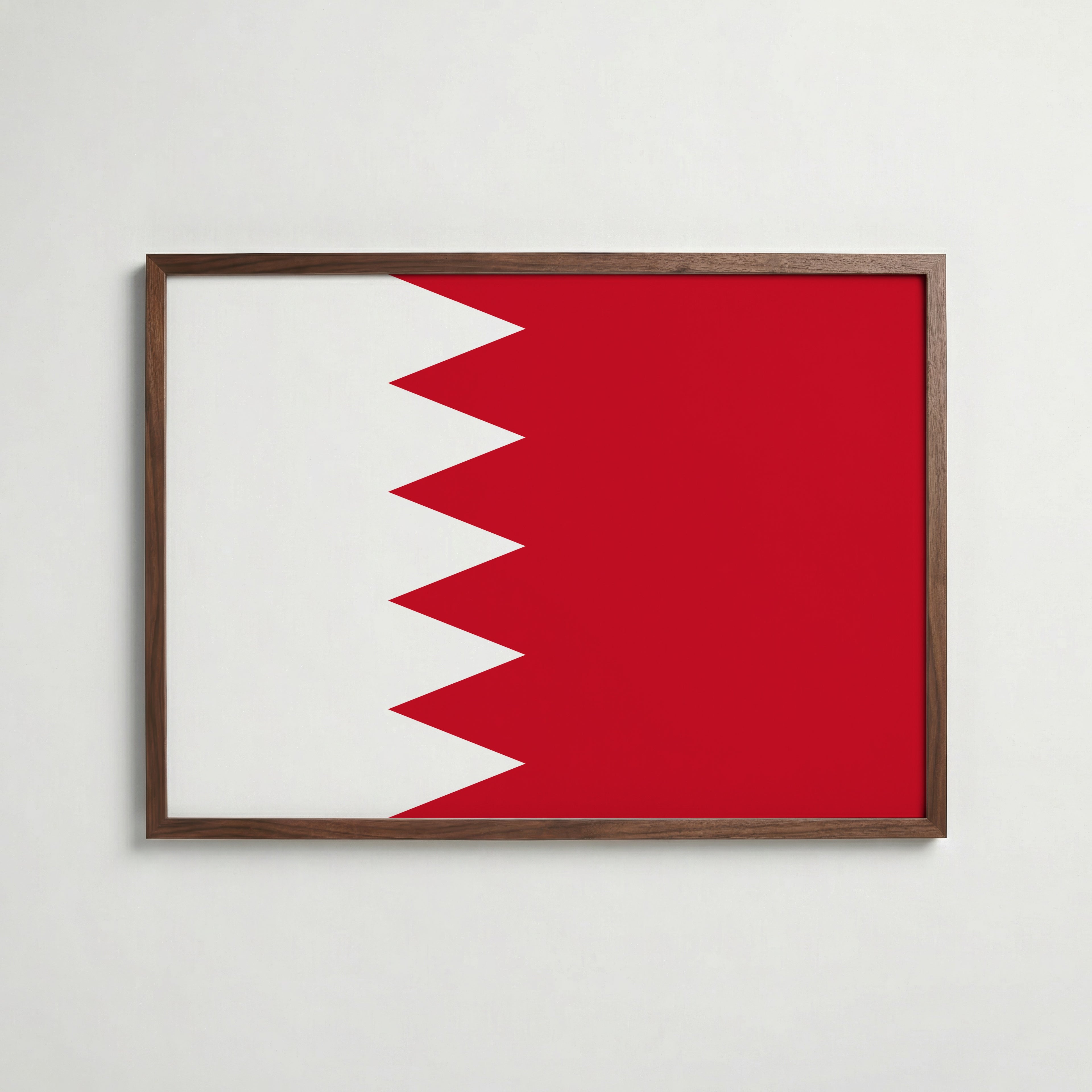 Bahrain National Flag Poster i valnötsram – varm konstaffisch för hemmet från Bozetto