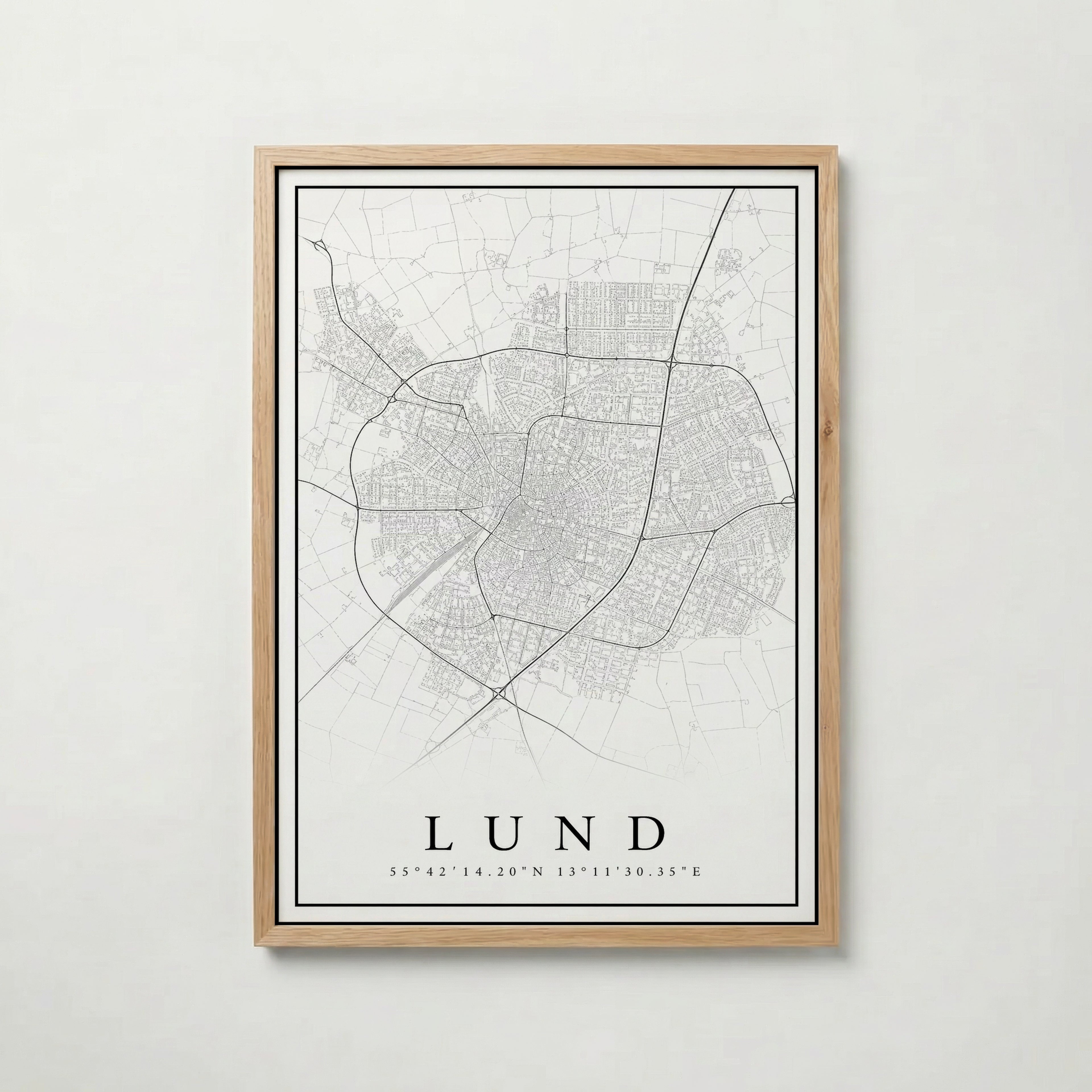 Lund Karta poster i flera storlekar – jämför mått och välj rätt hos Bozetto i hög tryckkvalitet
