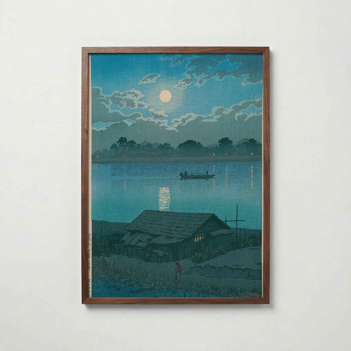 Hasui Kawase Moon over Arakawa River at Akabane 1929 Poster – valnötsram