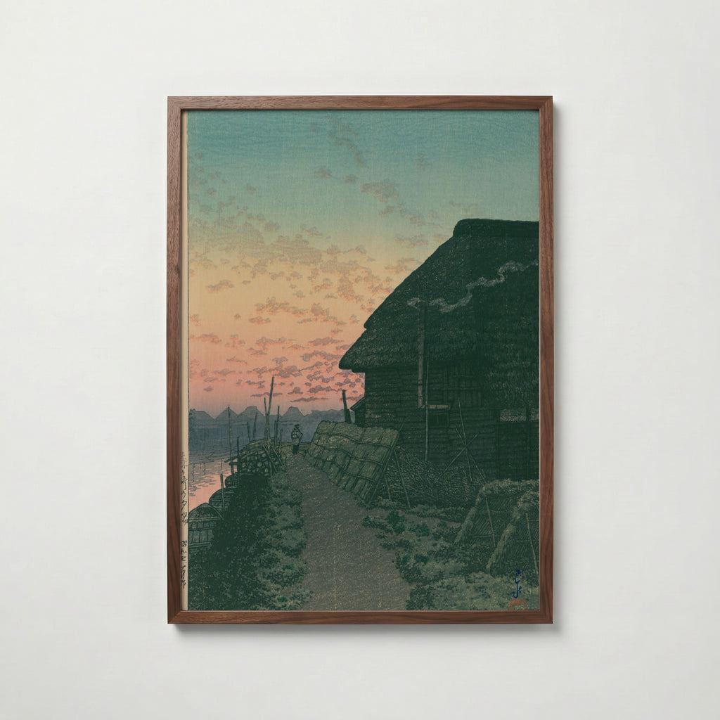 Hasui Kawase Sunset at Morigasaki 1932 Poster – valnötsram