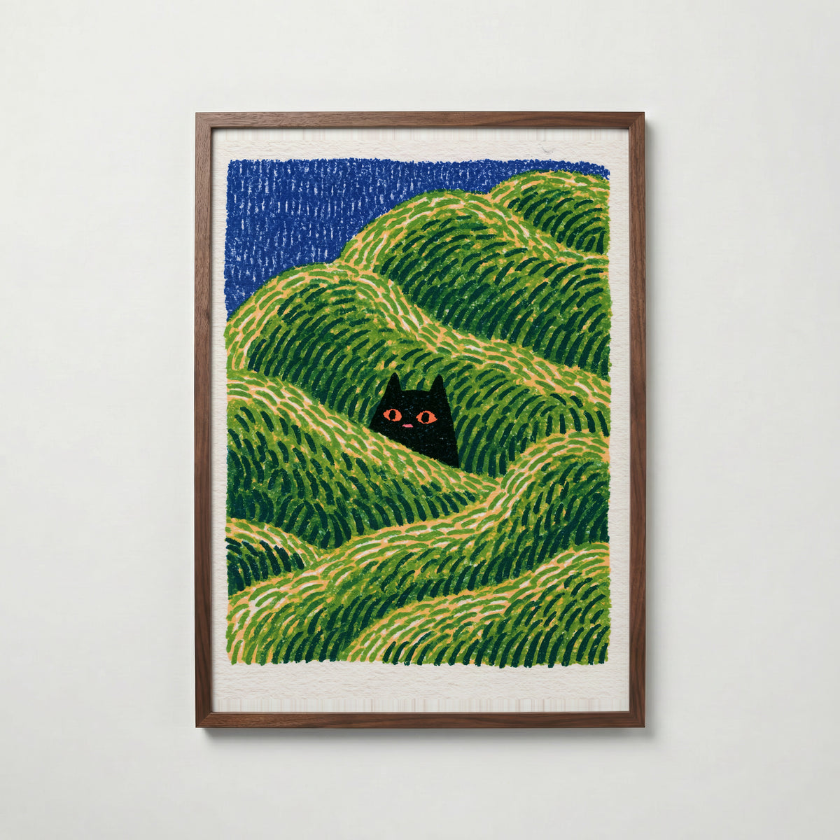 Hidden Cat Meadow Poster – valnötsram