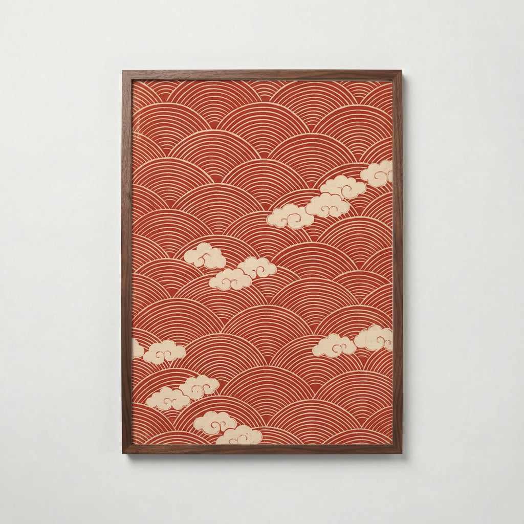 Red Waves and Clouds Poster – valnötsram