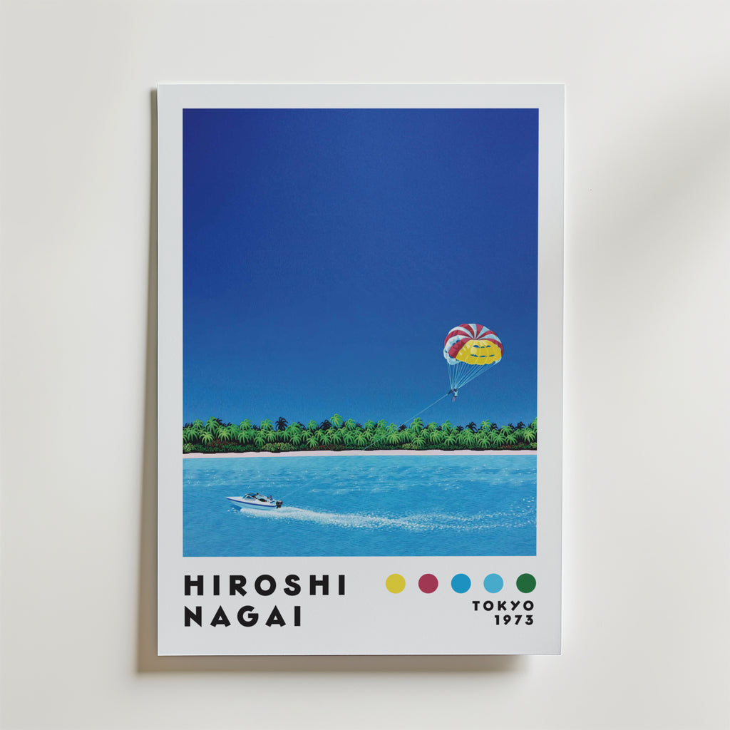 Mockup av Hiroshi Nagai Island affisch på vägg – köp enkelt hos Bozetto i hög kvalitet